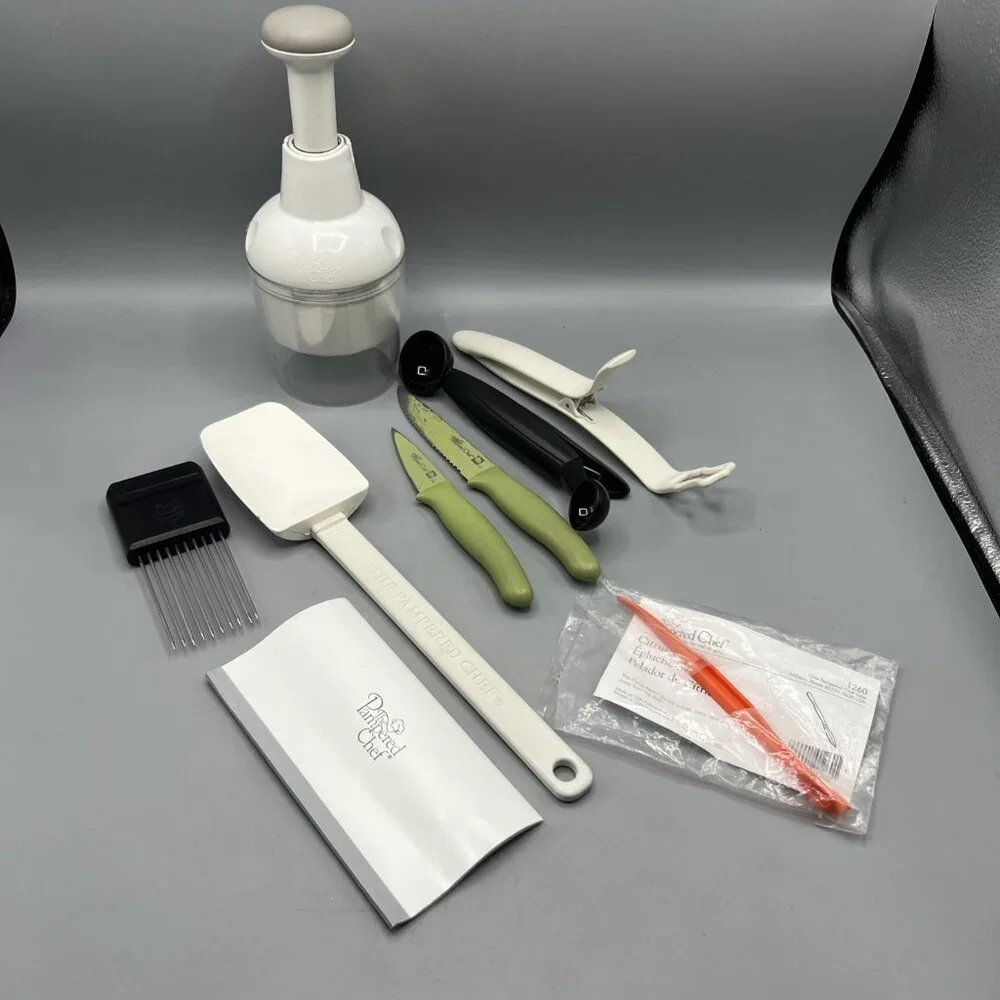 Pampered Chef Lot Holder Scoop Food Chopper Paring Knife, Tomato Knife Scraper +